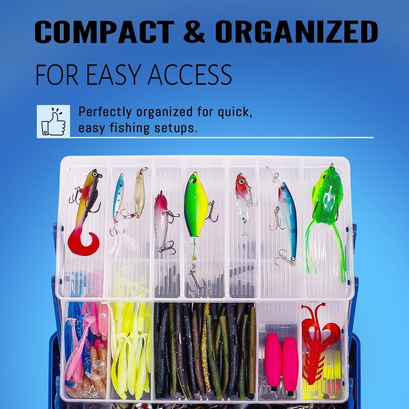 Vipfish 448-Pcs Fishing Lures Kit – Complete 3-Layer Tackle Box Set with Hooks, Weights, Bobbers, Pliers, Rigs, Leaders, Fluorocarbon Line, Accessories & More for Kids Fishing Gear - Image 2